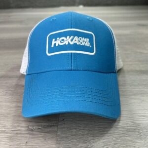 HOKA ONE ONE Hat Cap Snap Back Mens One Size Blue White Mesh Trucker Running